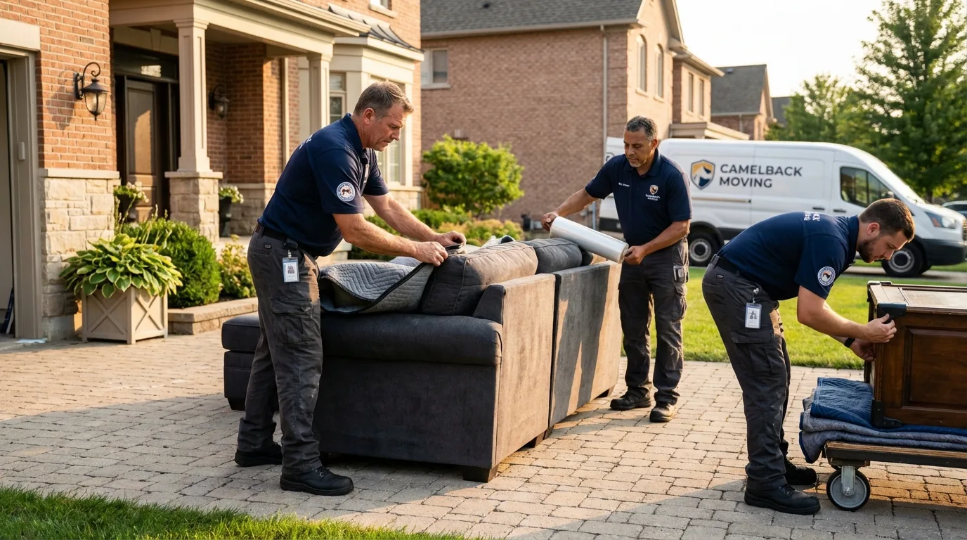 Large estate moving crew wrapping furniture in Sterlington, LA