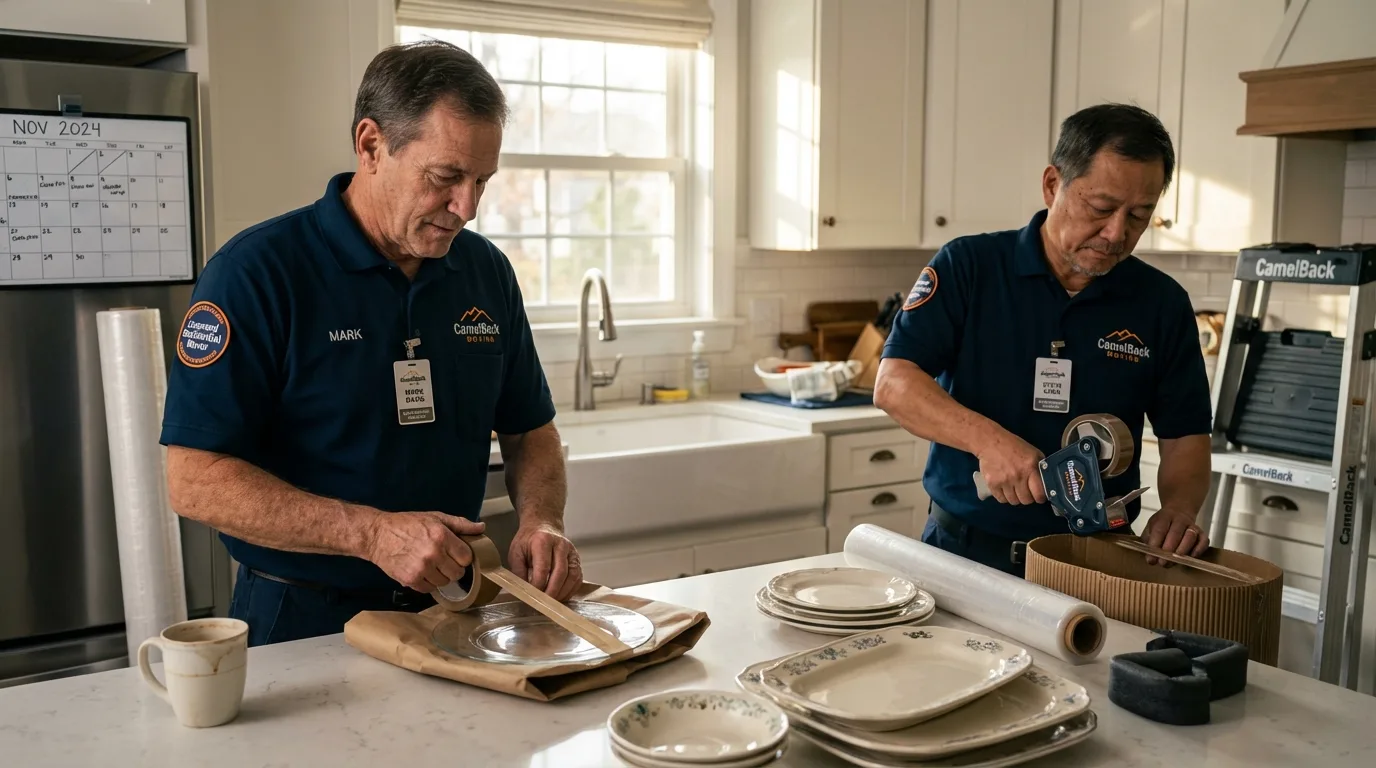 Professional crew packing kitchen dishware in Sterlington, LA